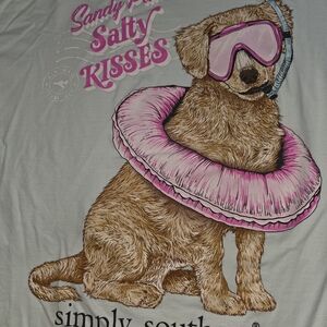 Simply Southern Sandy Paws Salty Kisses Tee - Pink and Brown